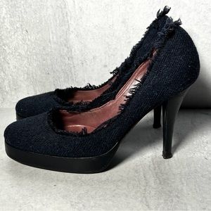 Vintage Jean-Michel Cazabat denim frayed platform heels